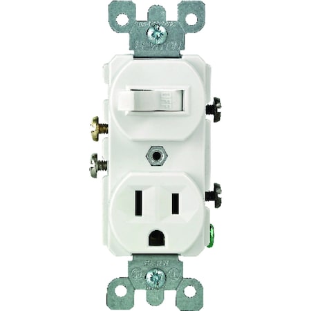 Leviton Leviton 15 amps Single Pole Combination Switch & Receptacle White 1 pk 05225-0WS